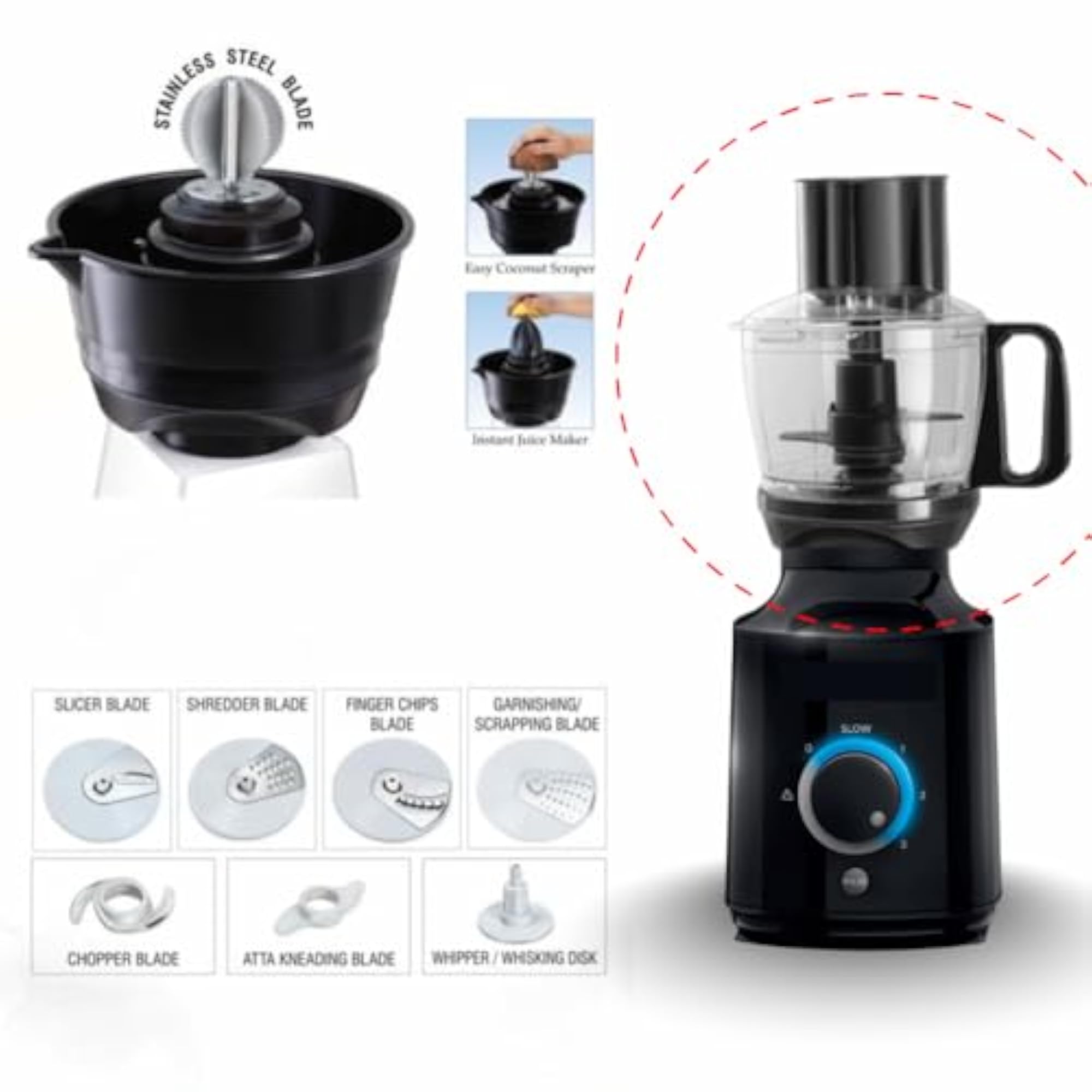 4G Food Processor Attachment Compatible with Atomberg Mixer Models